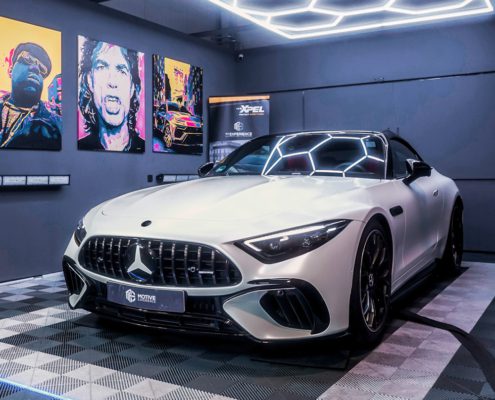 Mercedes SL AMG Car Wrapping Satin Pearl White (2)