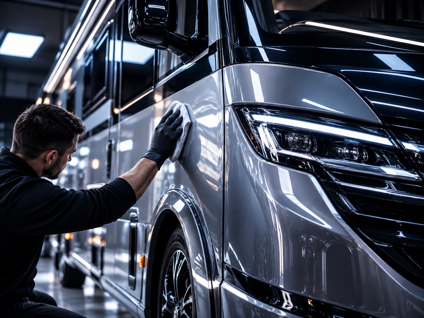 Wohnmobil-Aufbereitung in der Halle